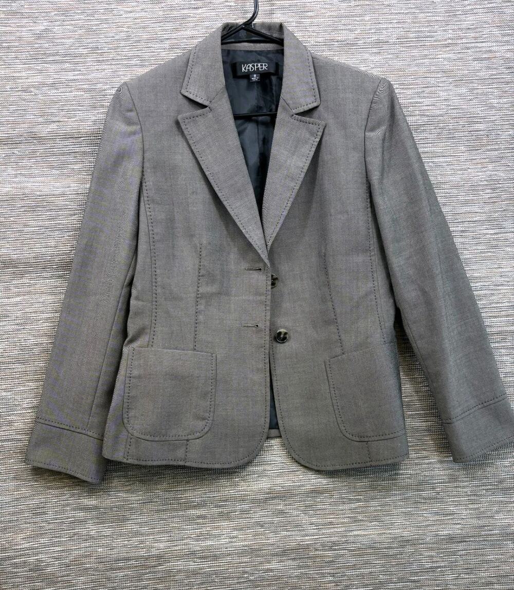 Kasper Blazer Jacket Womens Size 8 Gray Single Breasted 2 Buttons Casual Career